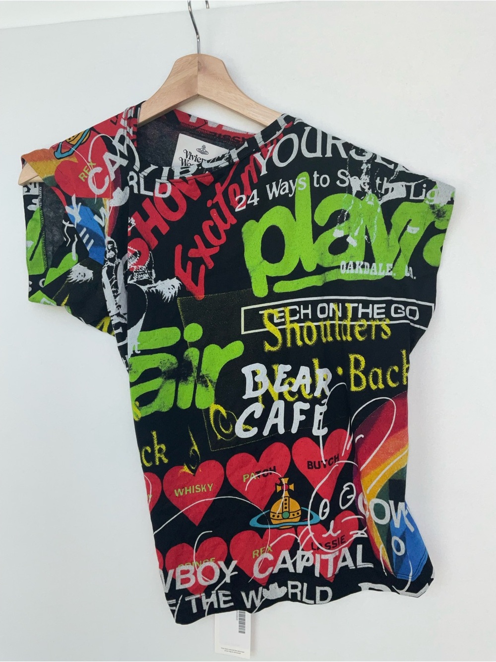 Vivienne Westwood Black Multi Graffiti Cap-Sleeve Top - Picture 3 of 9